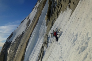 Finn accessing the base of the route